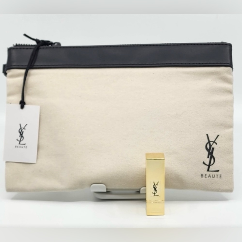 NWOT YSL Cosmetic wristlet Bag w + YSL lipstick Bundle